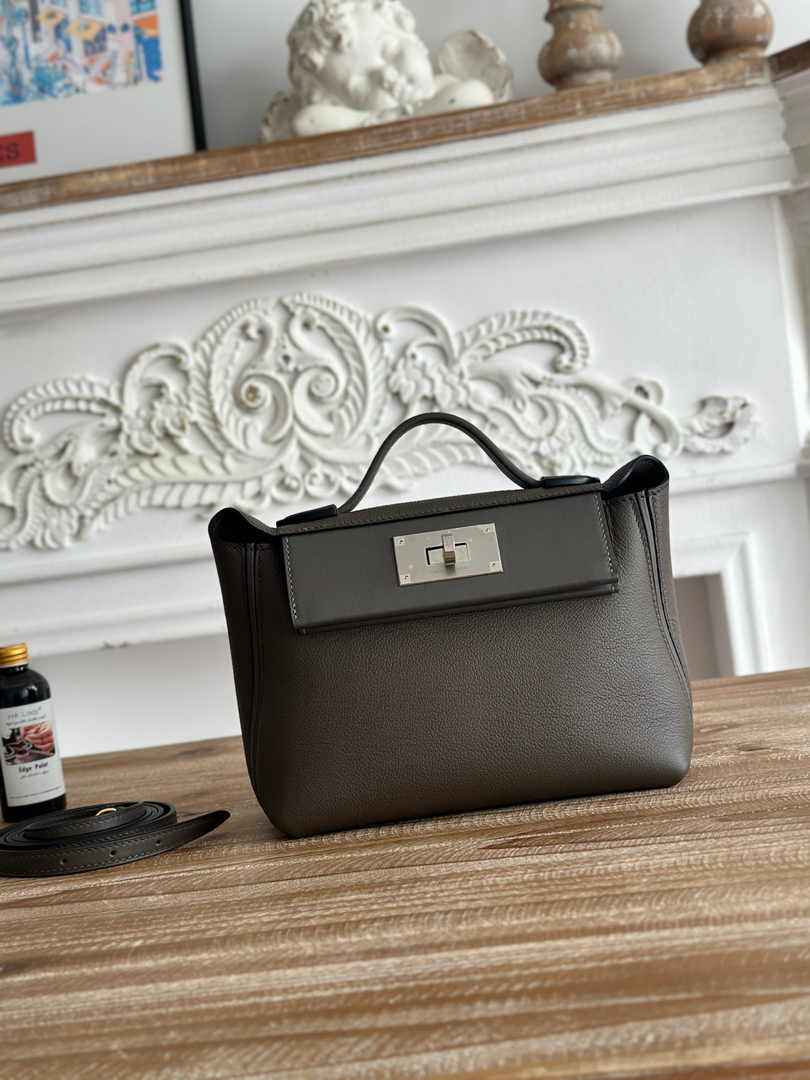 Hermès 24/24 Mini Bag Gray Evercolor Swift Leather Silver