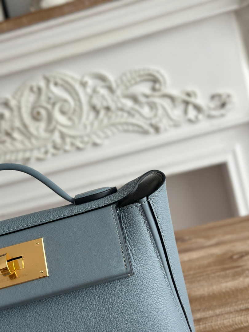 Hermès 24/24 Mini Bag Blue Evercolor Swift Leather Gold