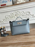 Hermès 24/24 Mini Bag Blue Evercolor Swift Leather Silver