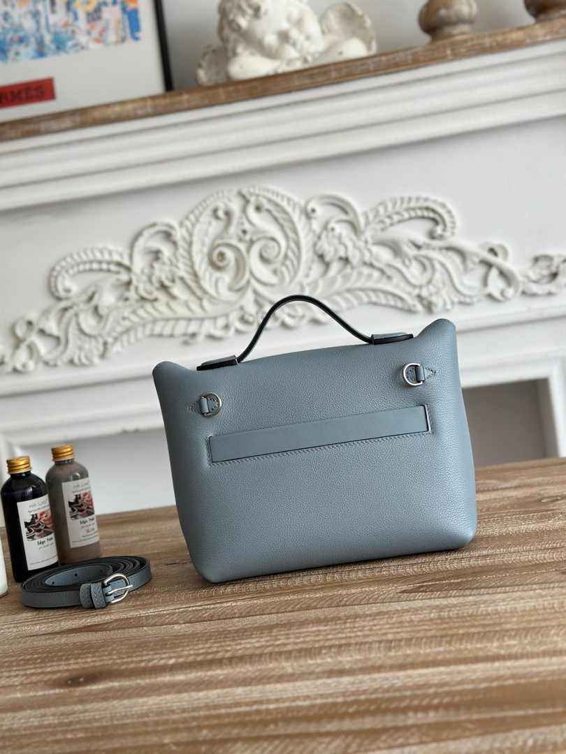 Hermès 24/24 Mini Bag Blue Evercolor Swift Leather Silver