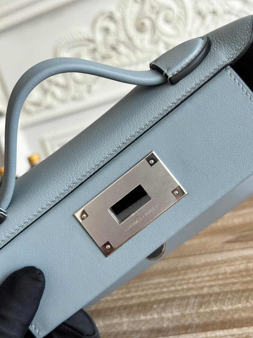 Hermès 24/24 Mini Bag Blue Evercolor Swift Leather Silver