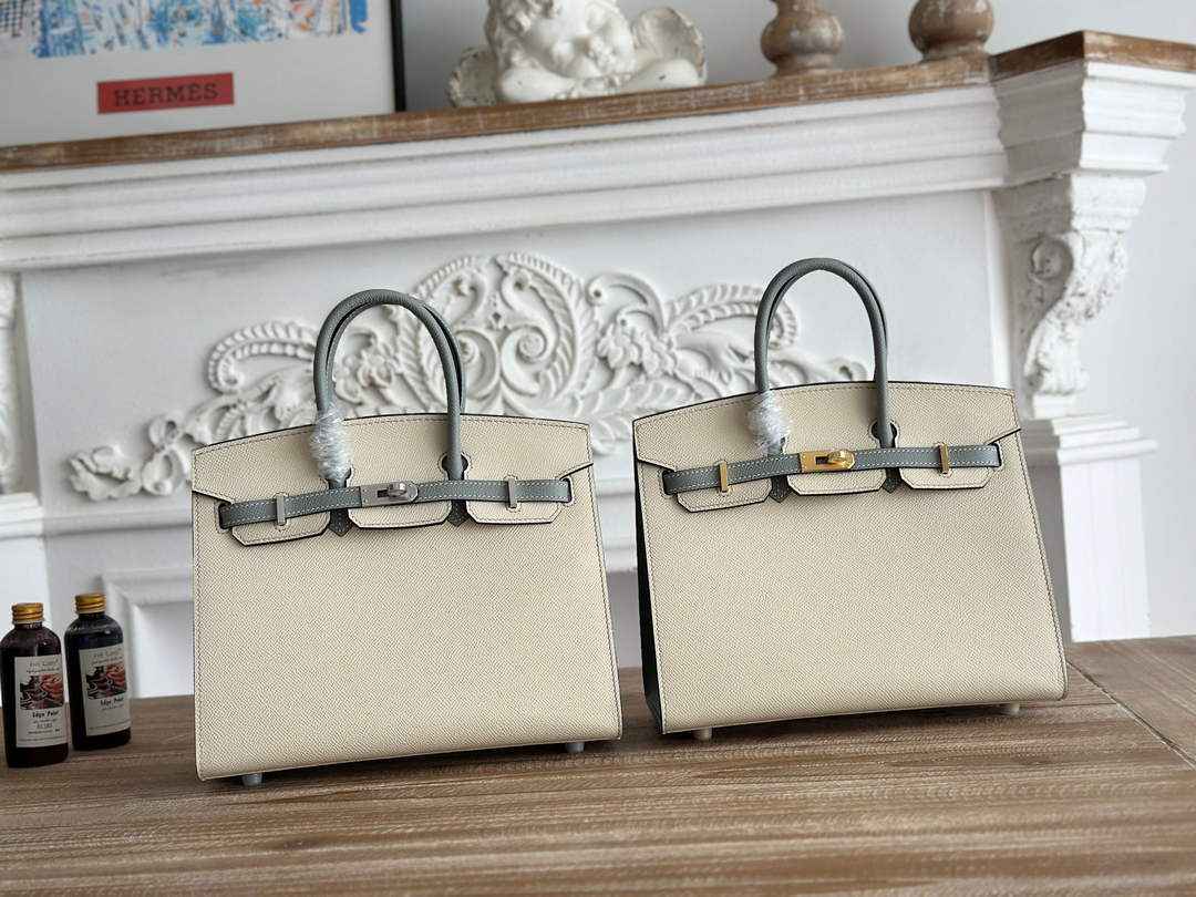Hermès Birkin 25 Bag Beige Blue Epsom Leather