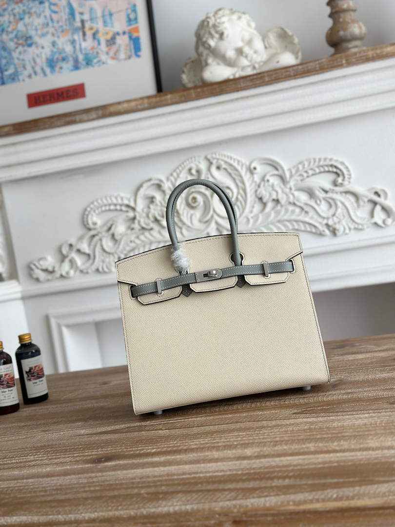 Hermès Birkin 25 Bag Beige Blue Epsom Leather
