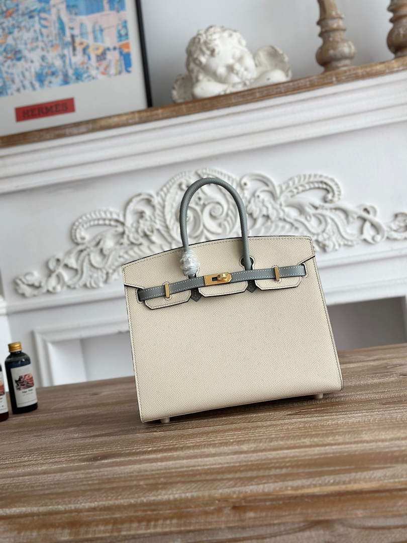 Hermès Birkin 25 Bag Beige Blue Epsom Leather