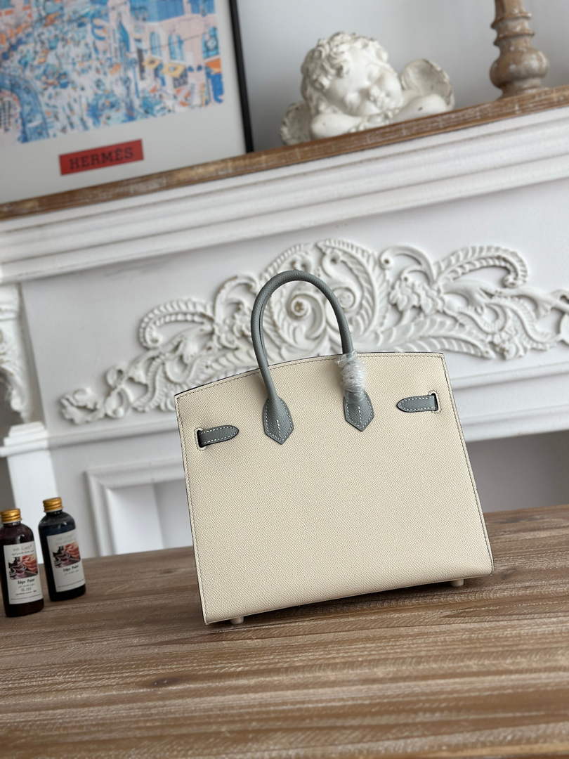 Hermès Birkin 25 Bag Beige Blue Epsom Leather