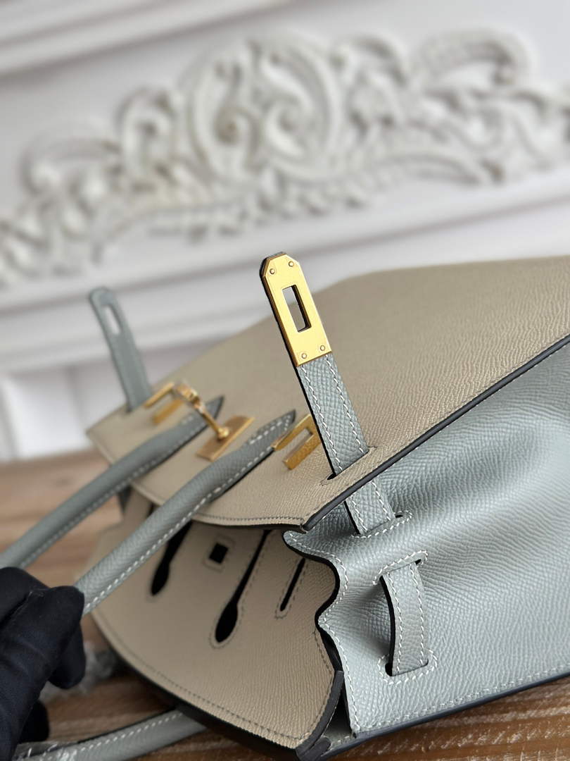 Hermès Birkin 25 Bag Beige Blue Epsom Leather