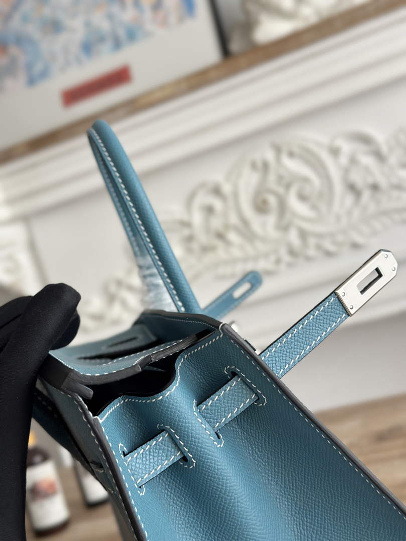 Hermès Birkin 25 Bag Blue Epsom Leather H625654