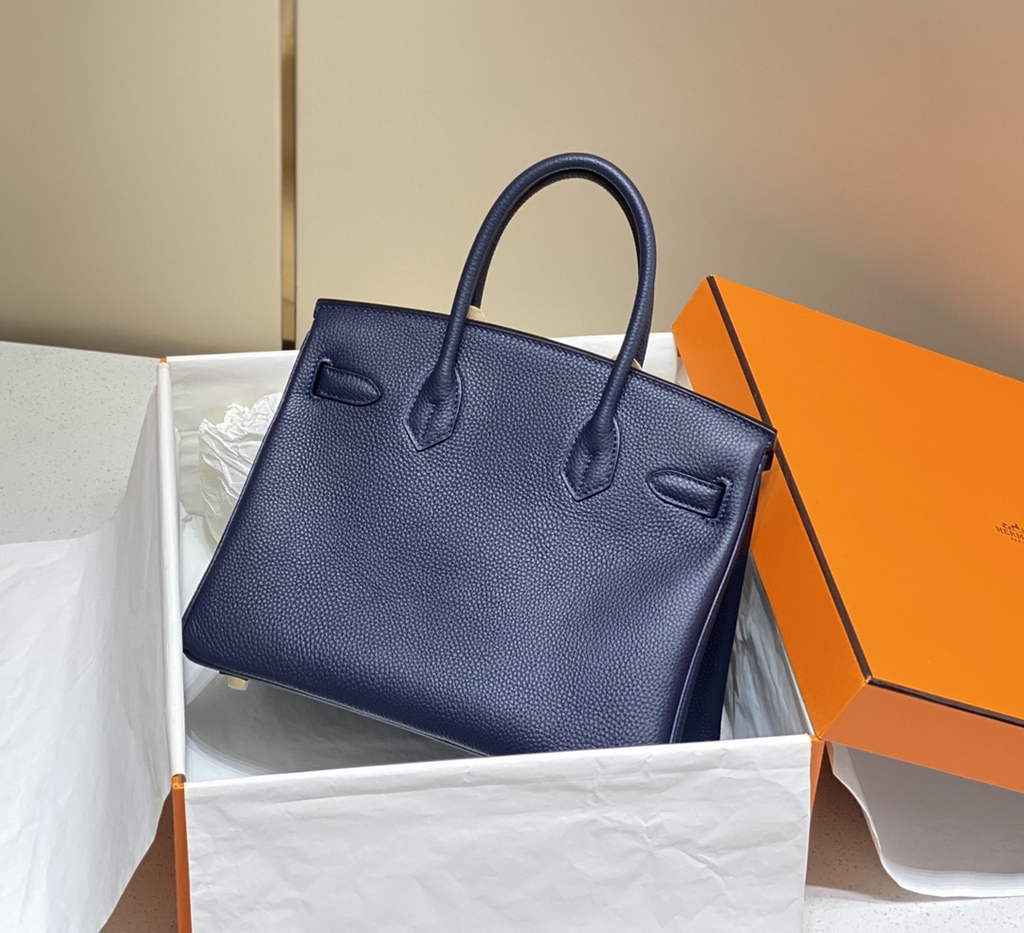 Hermès Birkin 30cm Navy blue Togo Gold Hardware