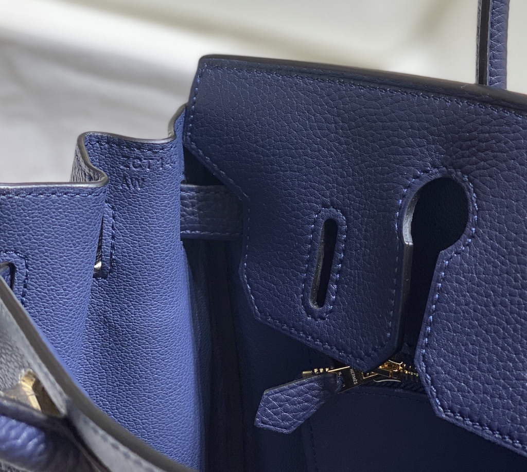 Hermès Birkin 30cm Navy blue Togo Gold Hardware