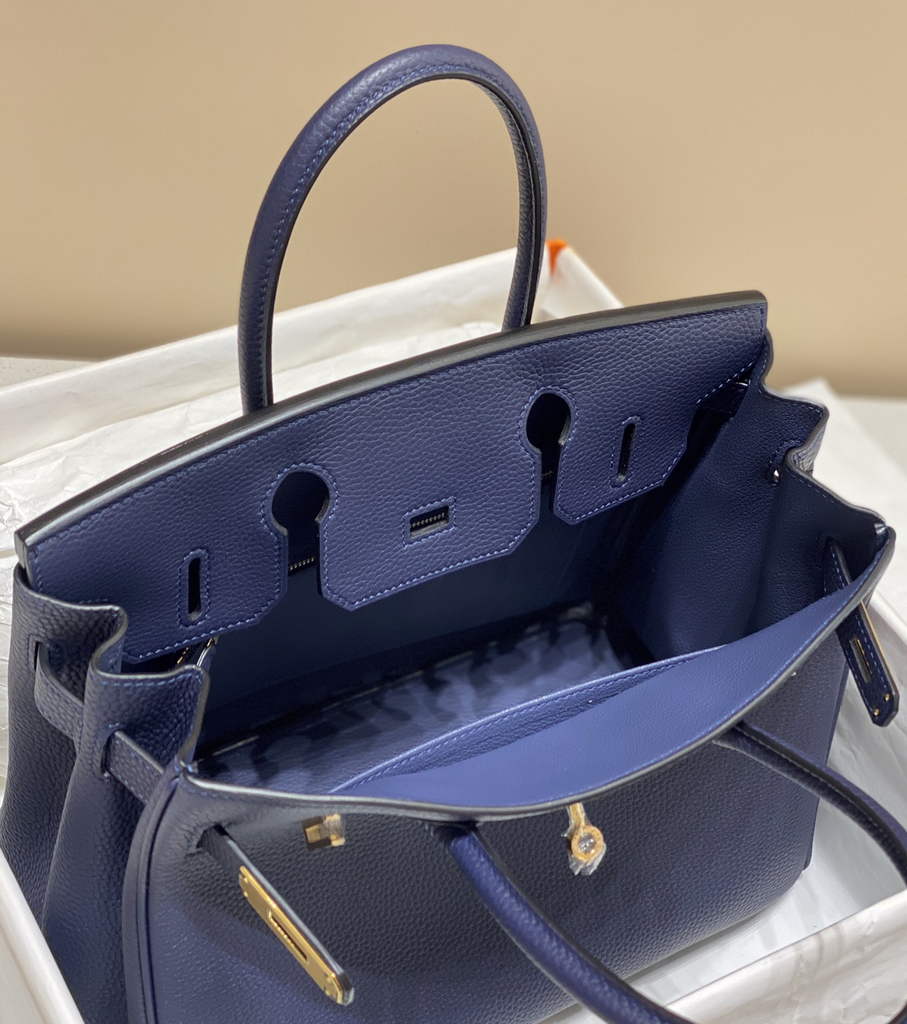 Hermès Birkin 30cm Navy blue Togo Gold Hardware