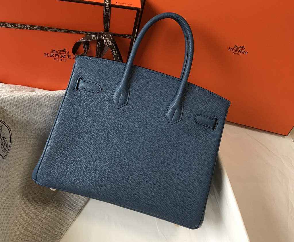 Hermès Birkin 30cm Navy Blue Togo Gold Hardware