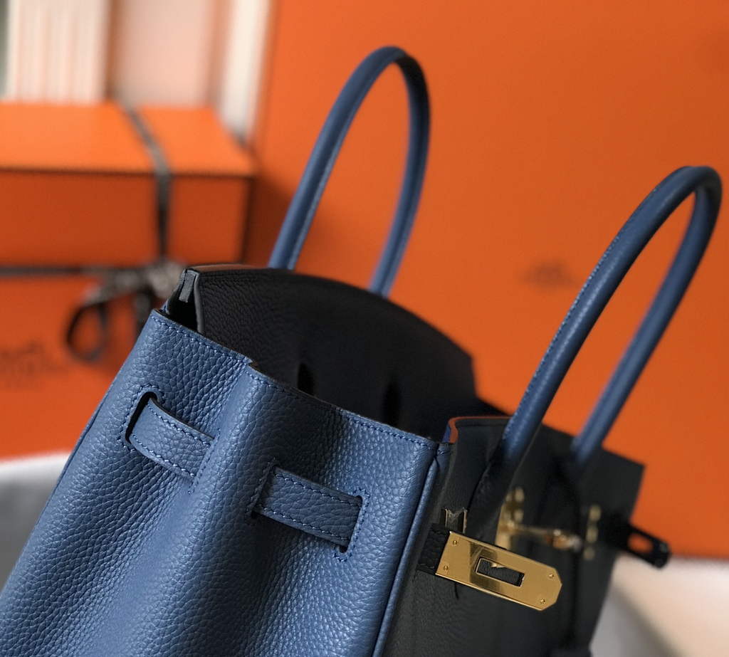 Hermès Birkin 30cm Navy Blue Togo Gold Hardware
