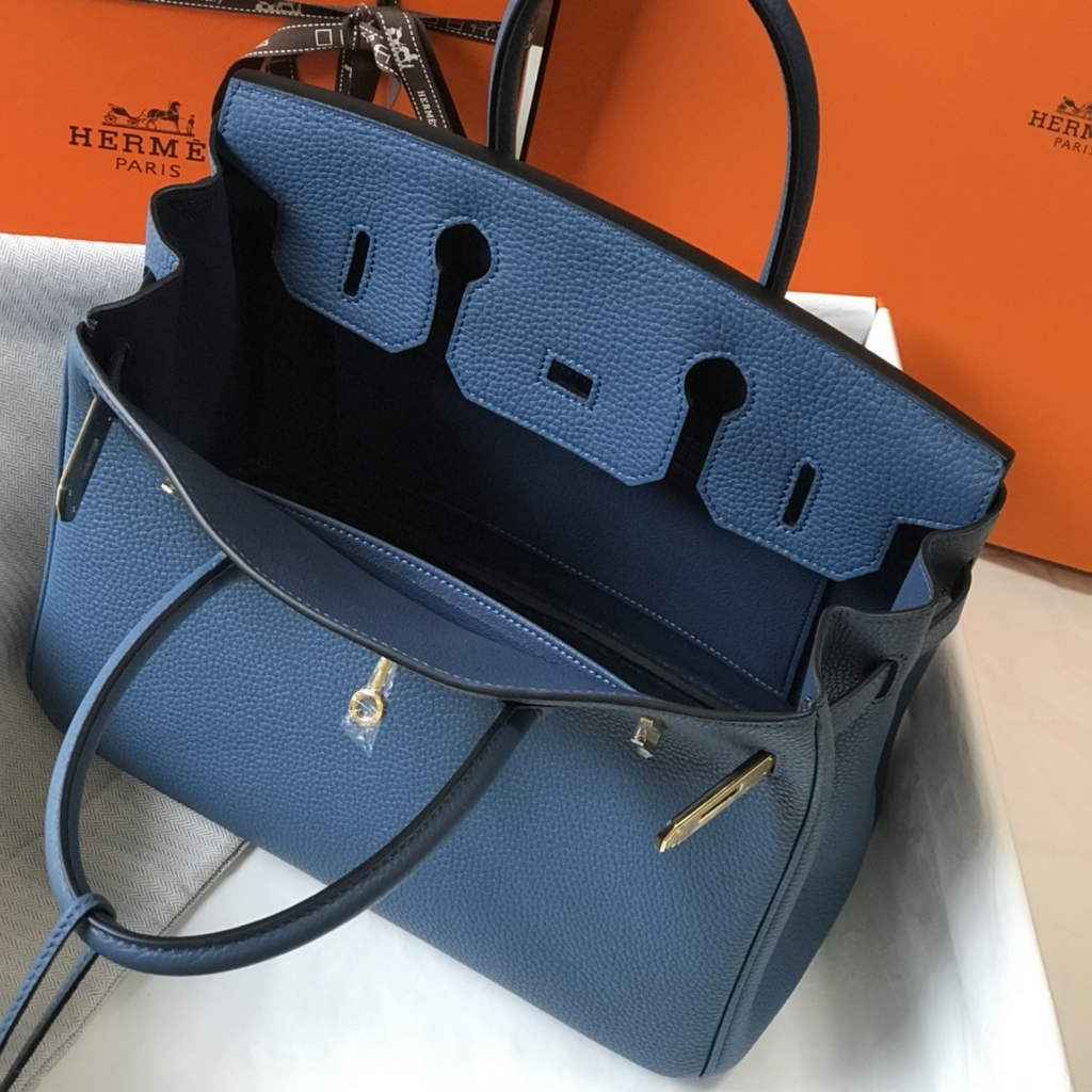 Hermès Birkin 30cm Navy Blue Togo Gold Hardware