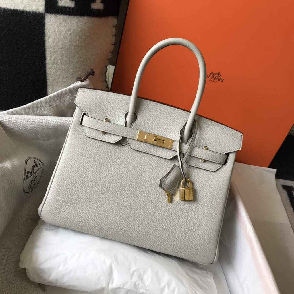 Hermès Birkin 30cm Light gray Togo Gold Hardware