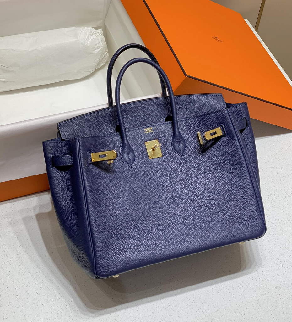 Hermès Birkin 30cm navy blue Togo Gold Hardware