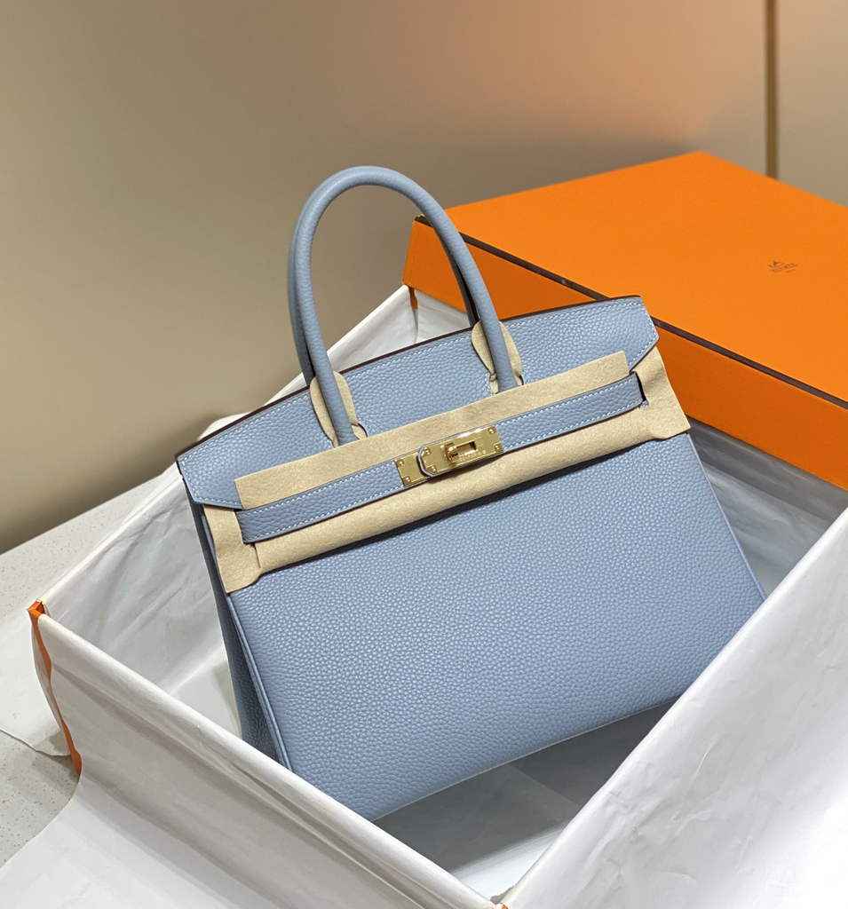 Hermès Birkin 30cm light blue Togo Gold Hardware