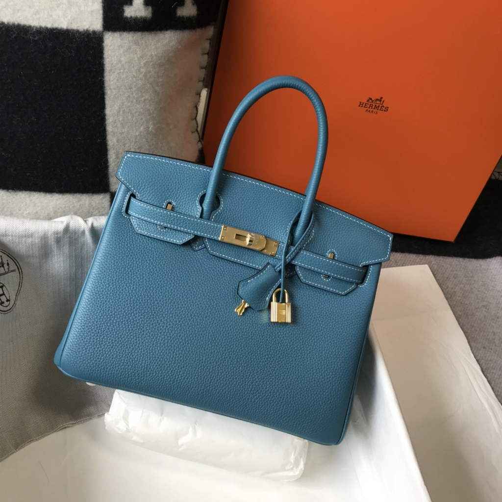 Hermès Birkin 30cm Blue Togo Gold Hardware