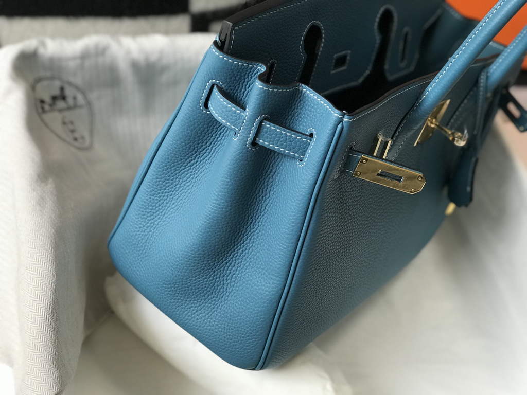 Hermès Birkin 30cm Blue Togo Gold Hardware
