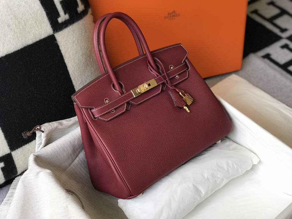 Hermès Birkin 30cm wine red Togo gold Hardware