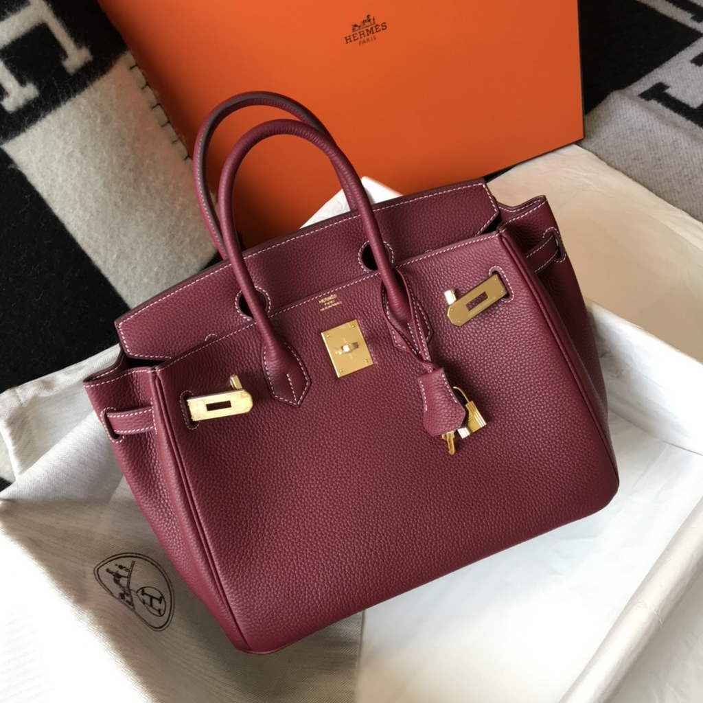 Hermès Birkin 30cm wine red Togo gold Hardware