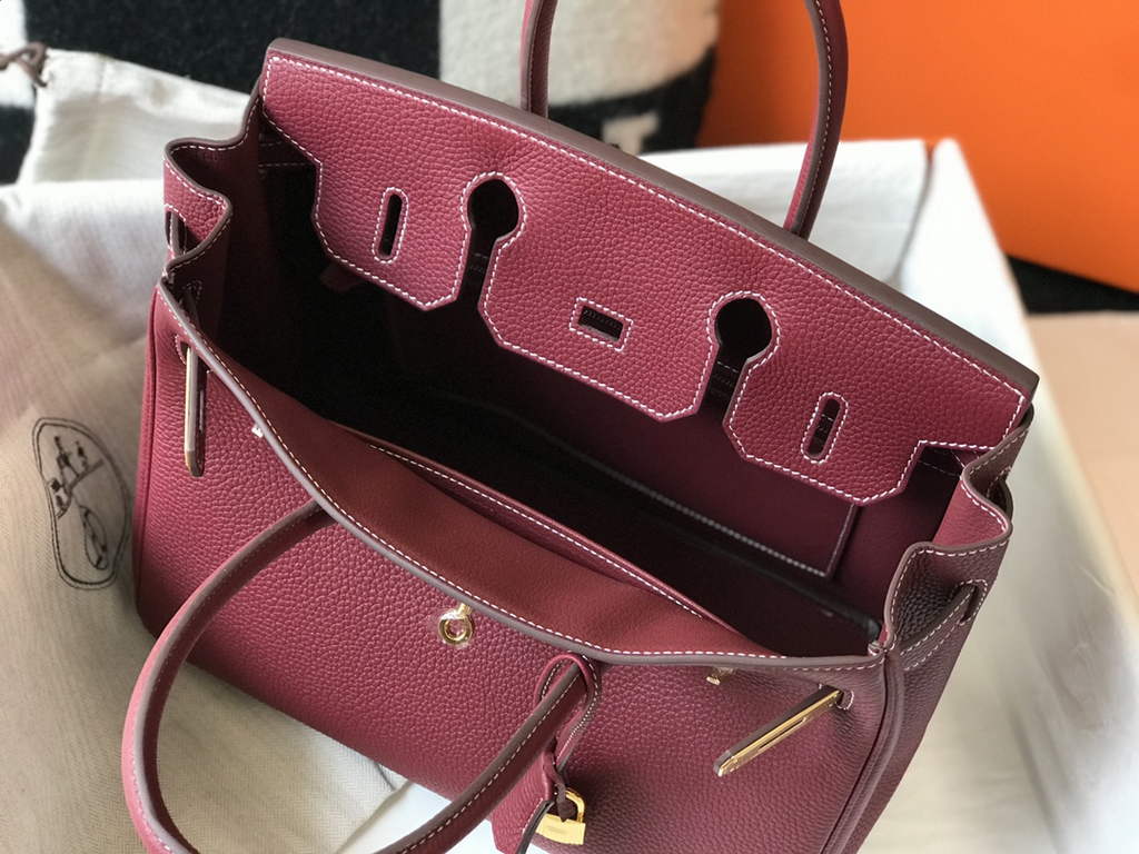 Hermès Birkin 30cm wine red Togo gold Hardware