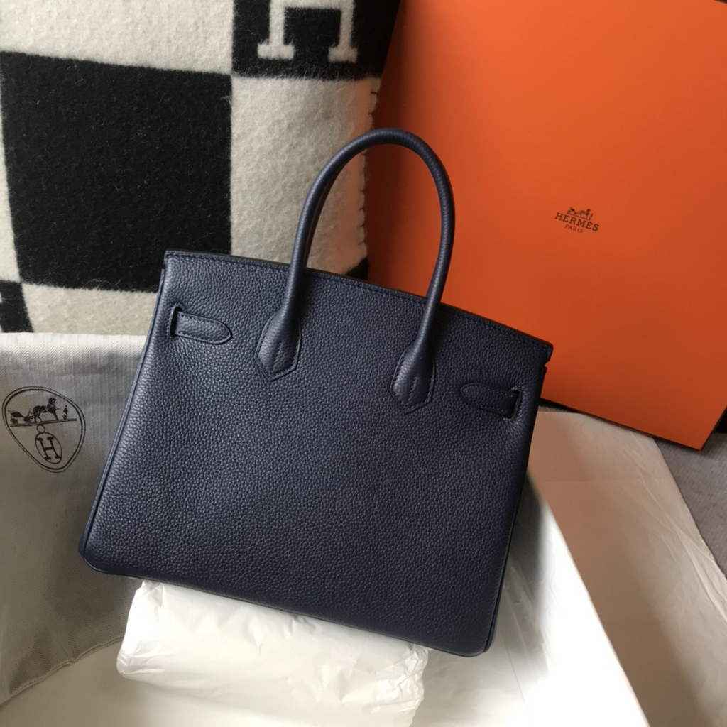 Hermès Birkin 30cm navy blueTogo gold Hardware