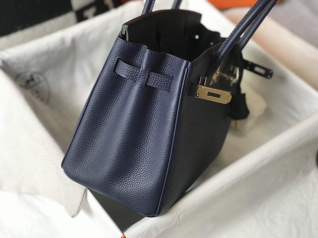 Hermès Birkin 30cm navy blueTogo gold Hardware