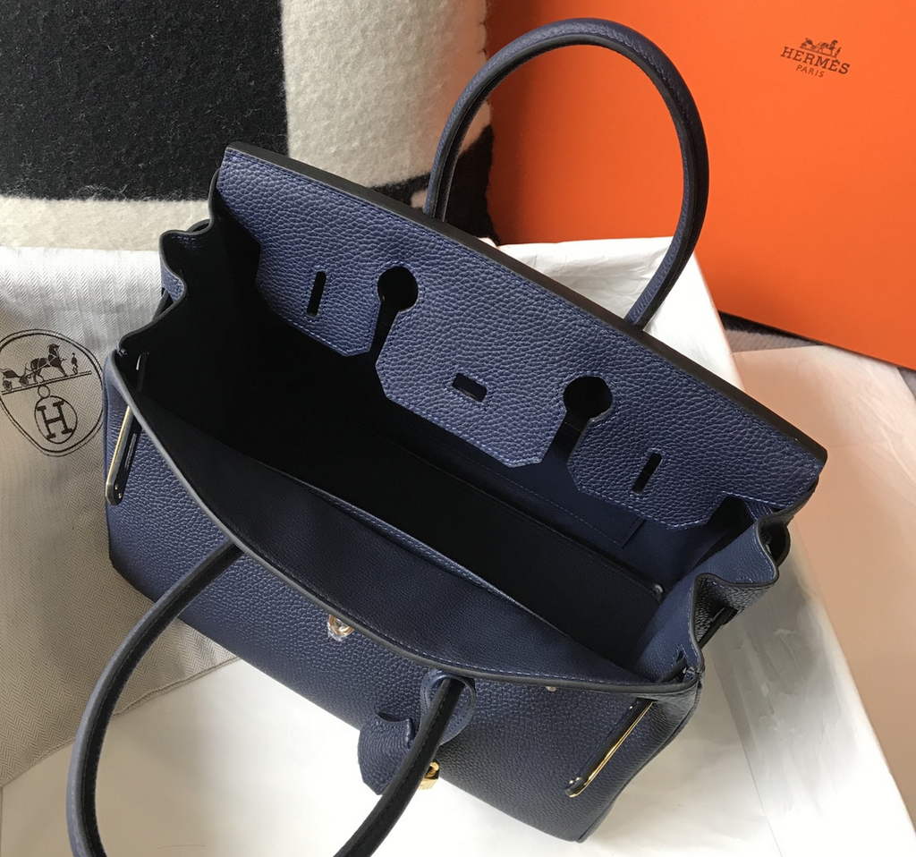 Hermès Birkin 30cm navy blueTogo gold Hardware