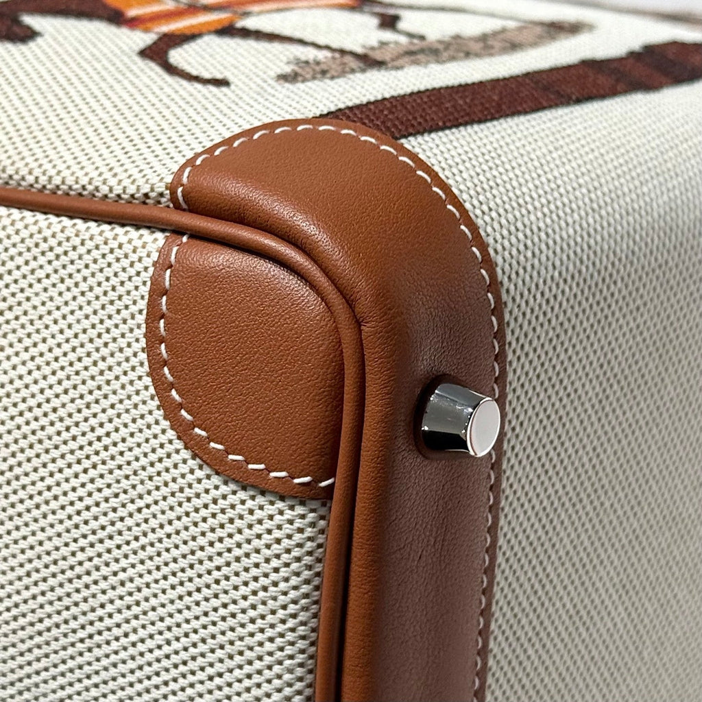 Hermès Birkin Bag 25cm Silver Hardware Brown Swift Leather Canvas