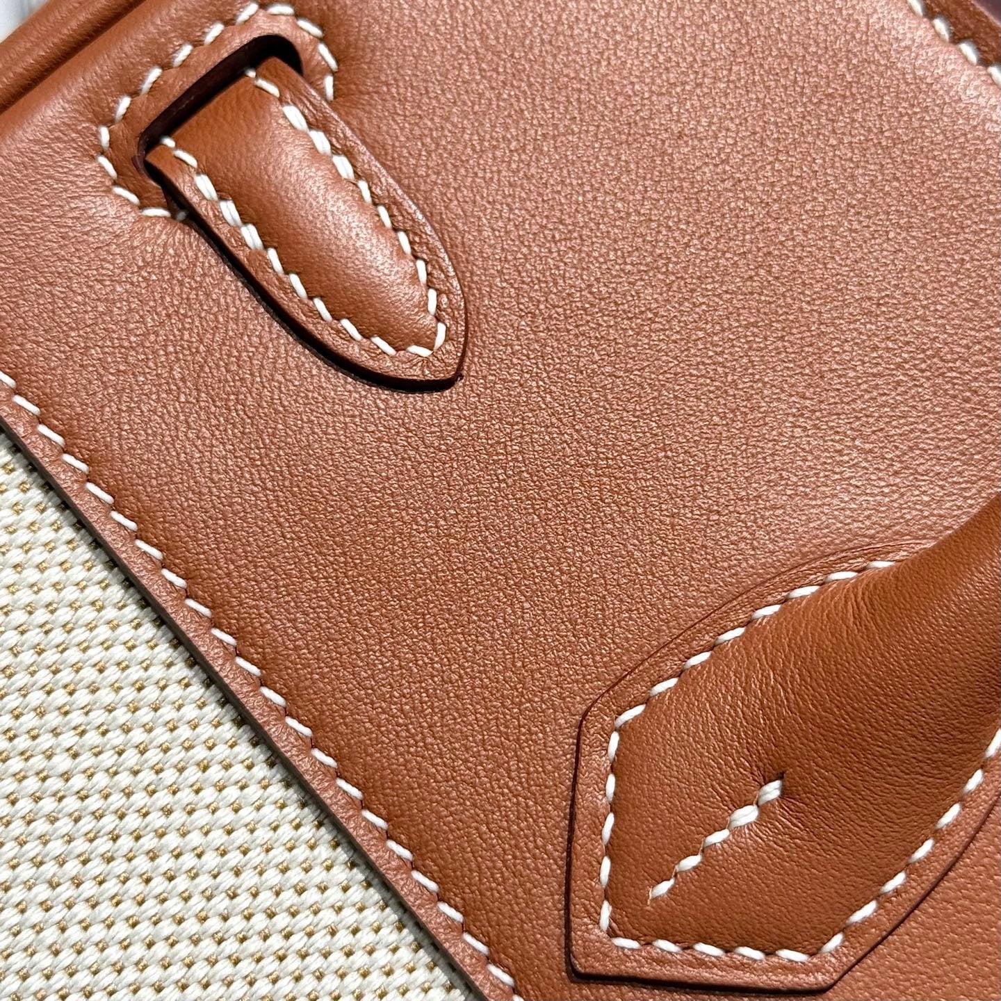 Hermès Birkin Bag 25cm Silver Hardware Brown Swift Leather Canvas