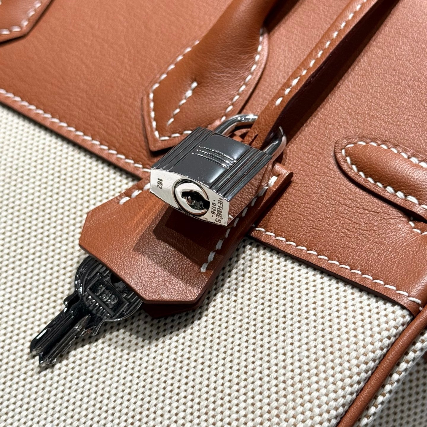 Hermès Birkin Bag 25cm Silver Hardware Brown Swift Leather Canvas