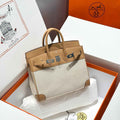 Hermès Birkin Bag 25cm Apricot Swift Leather Canvas Silver Hardware