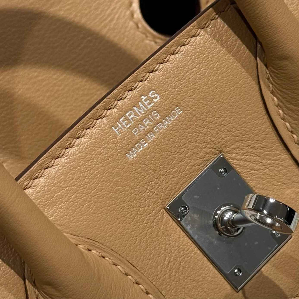 Hermès Birkin Bag 25cm Apricot Swift Leather Canvas Silver Hardware