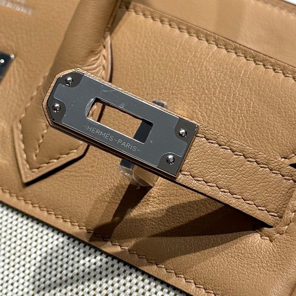 Hermès Birkin Bag 25cm Apricot Swift Leather Canvas Silver Hardware