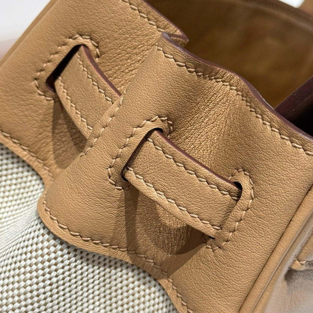 Hermès Birkin Bag 25cm Apricot Swift Leather Canvas Silver Hardware