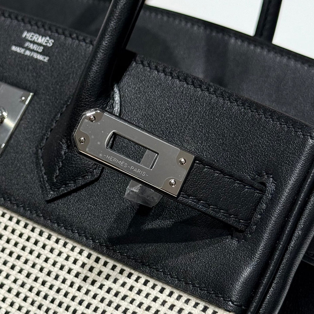 Hermès Birkin Bag 25cm Silver Hardware Black Swift Leather Canvas