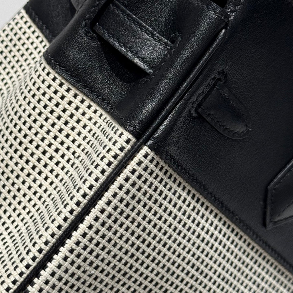 Hermès Birkin Bag 25cm Silver Hardware Black Swift Leather Canvas