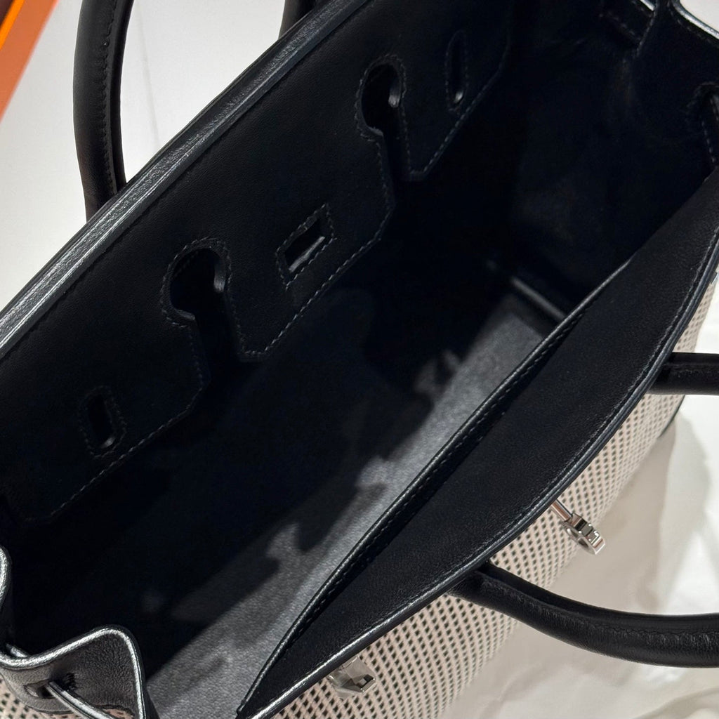 Hermès Birkin Bag 25cm Silver Hardware Black Swift Leather Canvas