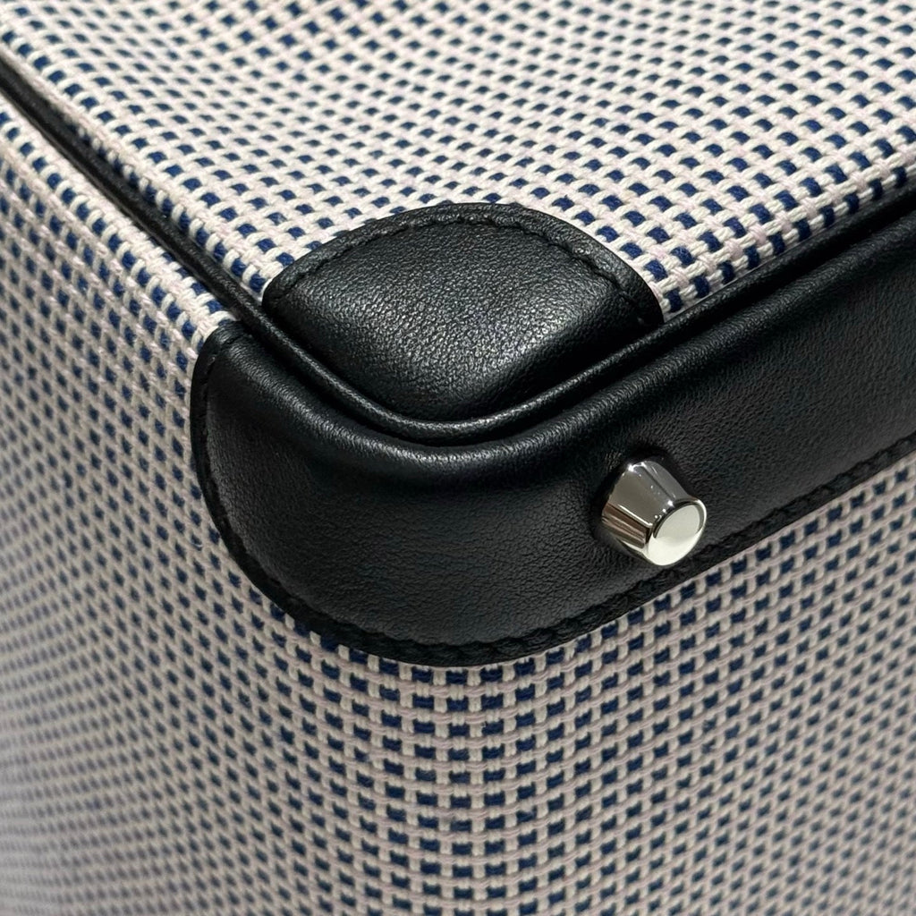 Hermès Birkin Bag 25cm Silver Hardware Black Swift Leather Blue Canvas