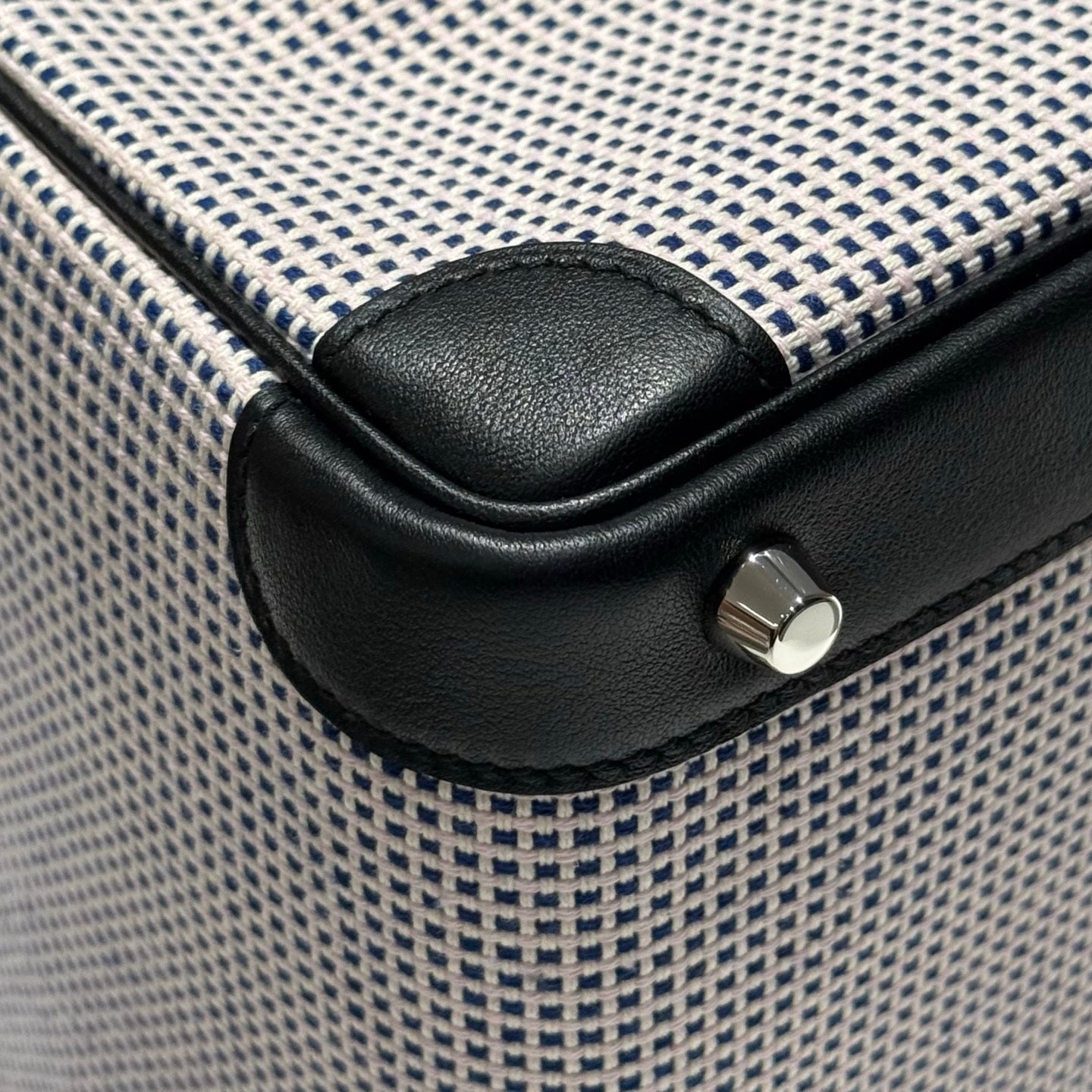 Hermès Birkin Bag 25cm Silver Hardware Black Swift Leather Blue Canvas
