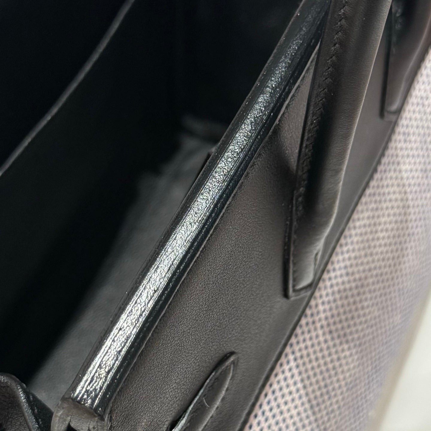 Hermès Birkin Bag 25cm Silver Hardware Black Swift Leather Blue Canvas