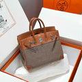 Hermès Birkin Bag 25cm Silver Hardware Brown Swift Leather Canvas