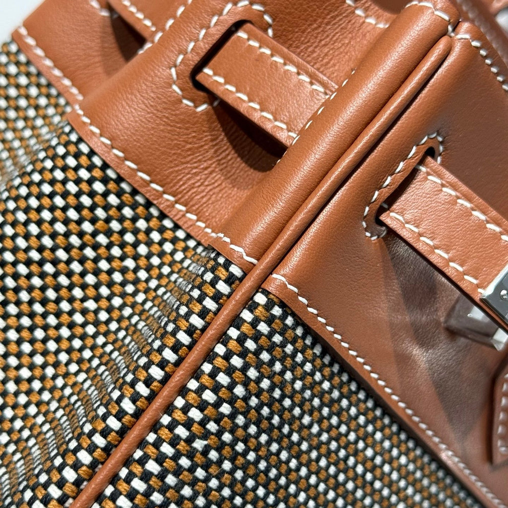Hermès Birkin Bag 25cm Silver Hardware Brown Swift Leather Canvas