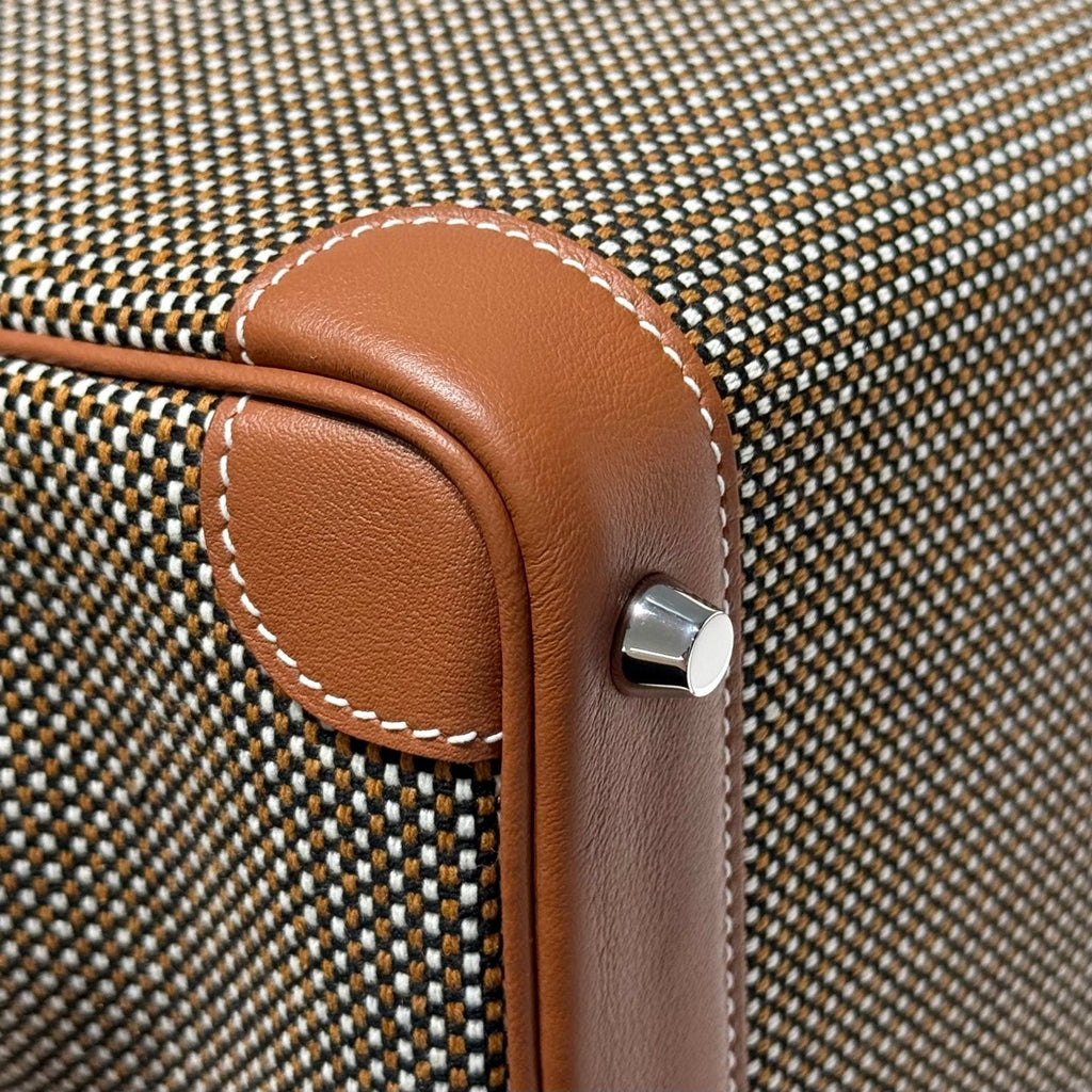 Hermès Birkin Bag 25cm Silver Hardware Brown Swift Leather Canvas