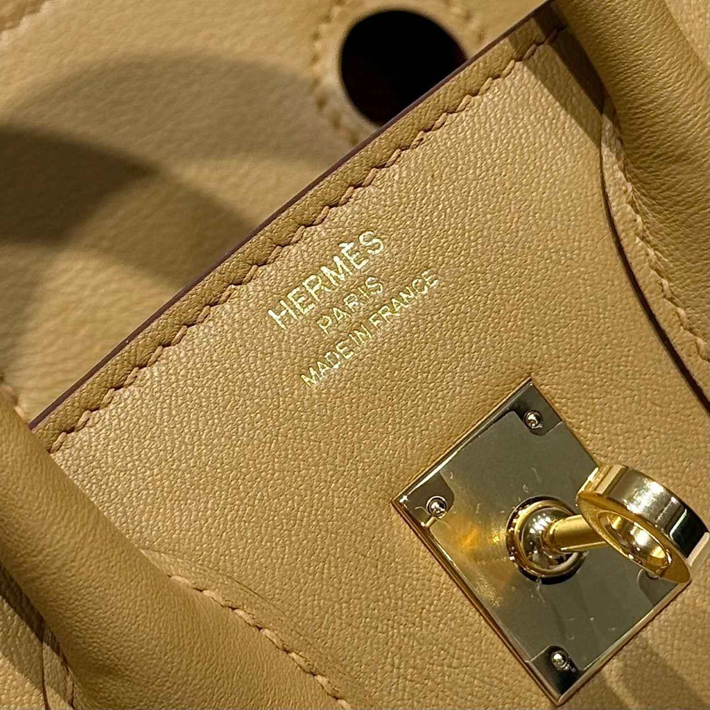 Hermès Birkin Bag 25cm Gold Hardware Apricot Swift Leather Canvas