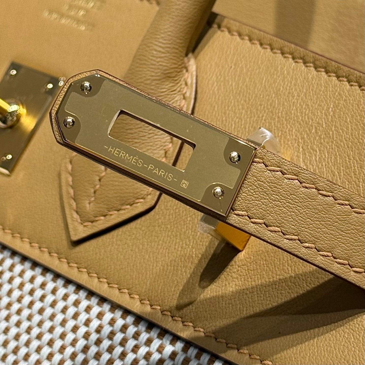 Hermès Birkin Bag 25cm Gold Hardware Apricot Swift Leather Canvas