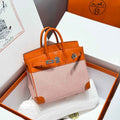 Hermès Birkin Bag 25cm Silver Hardware Orange Swift Leather Canvas
