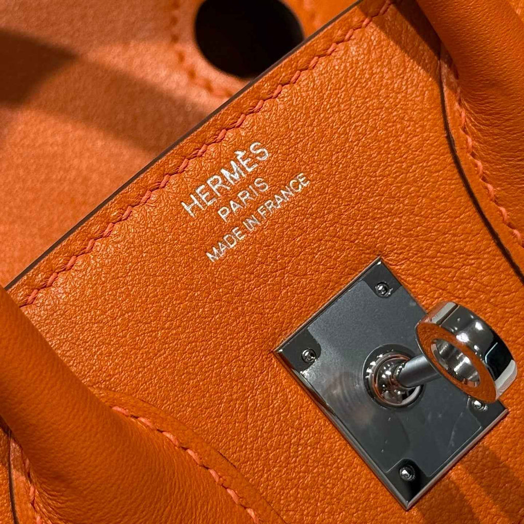 Hermès Birkin Bag 25cm Silver Hardware Orange Swift Leather Canvas
