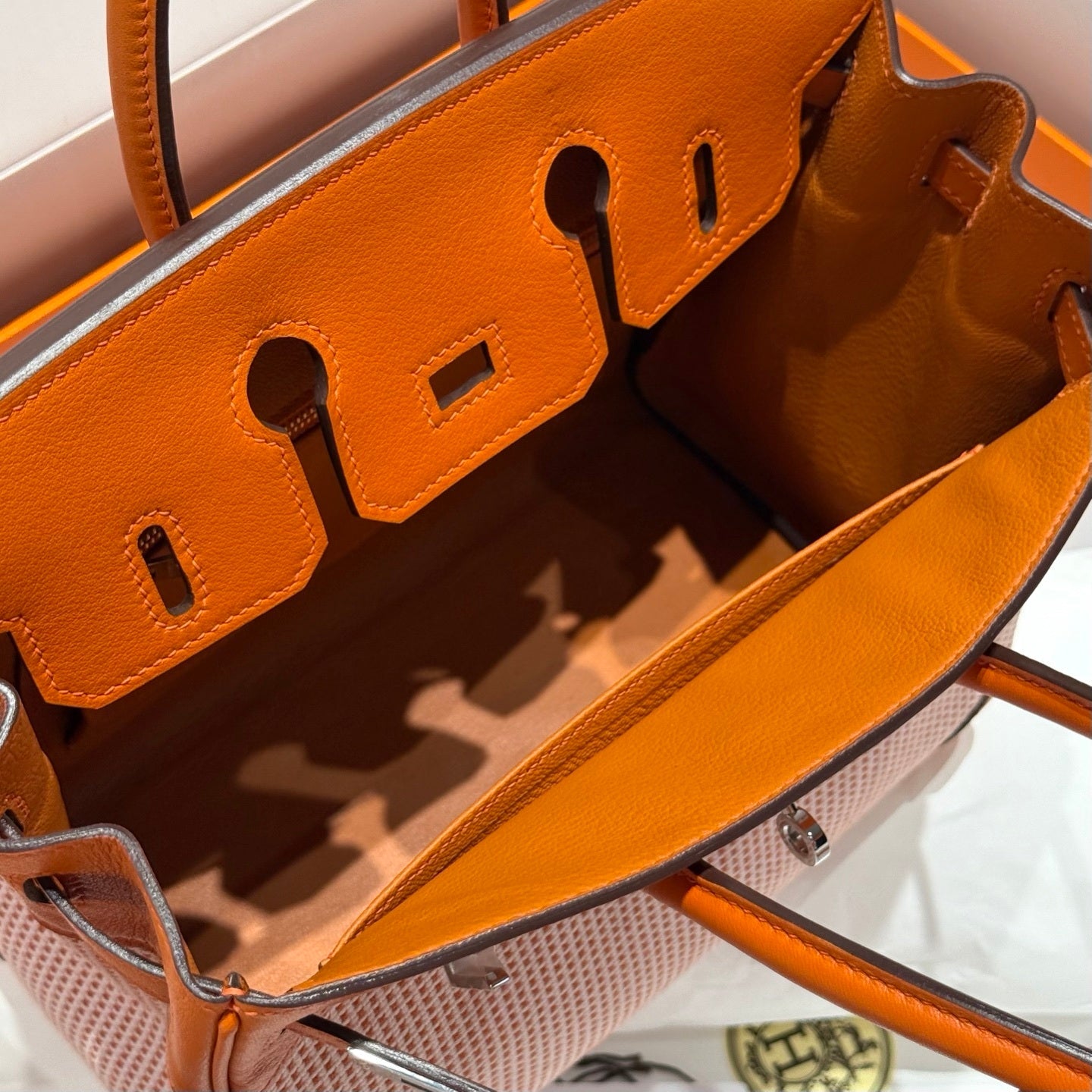 Hermès Birkin Bag 25cm Silver Hardware Orange Swift Leather Canvas