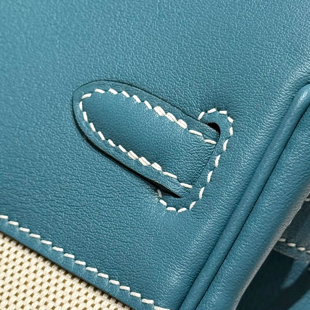 Hermès Birkin Bag 25cm Blue Swift Leather Canvas Silver Hardware